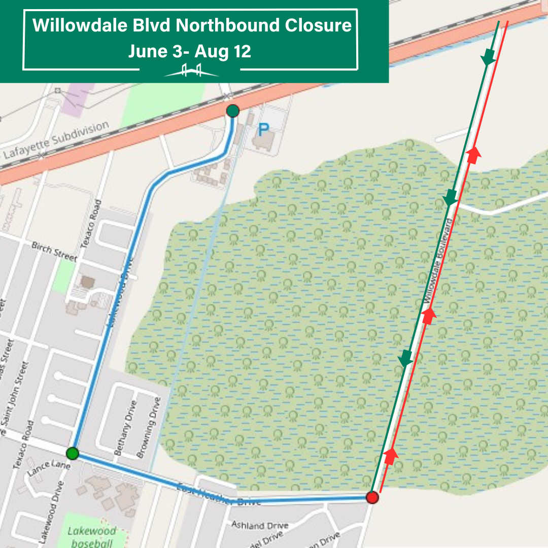 Willowdale Blvd Northbound Closure